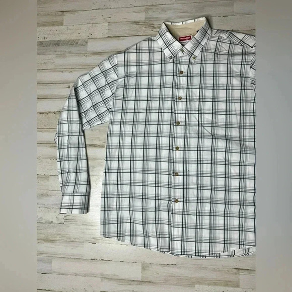 XXL Wrangler Premium Quality Wrinkle Resist Casual Mens Long Sleeve Blue Shirt - Picture 3 of 13